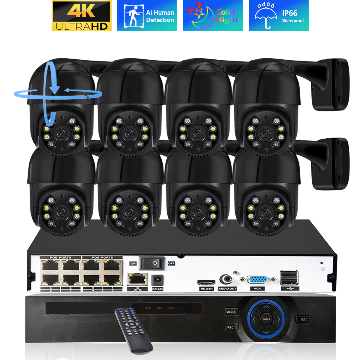 Ip Camera Outdoor 4K - 8CH 4K PTZ Security Camera System