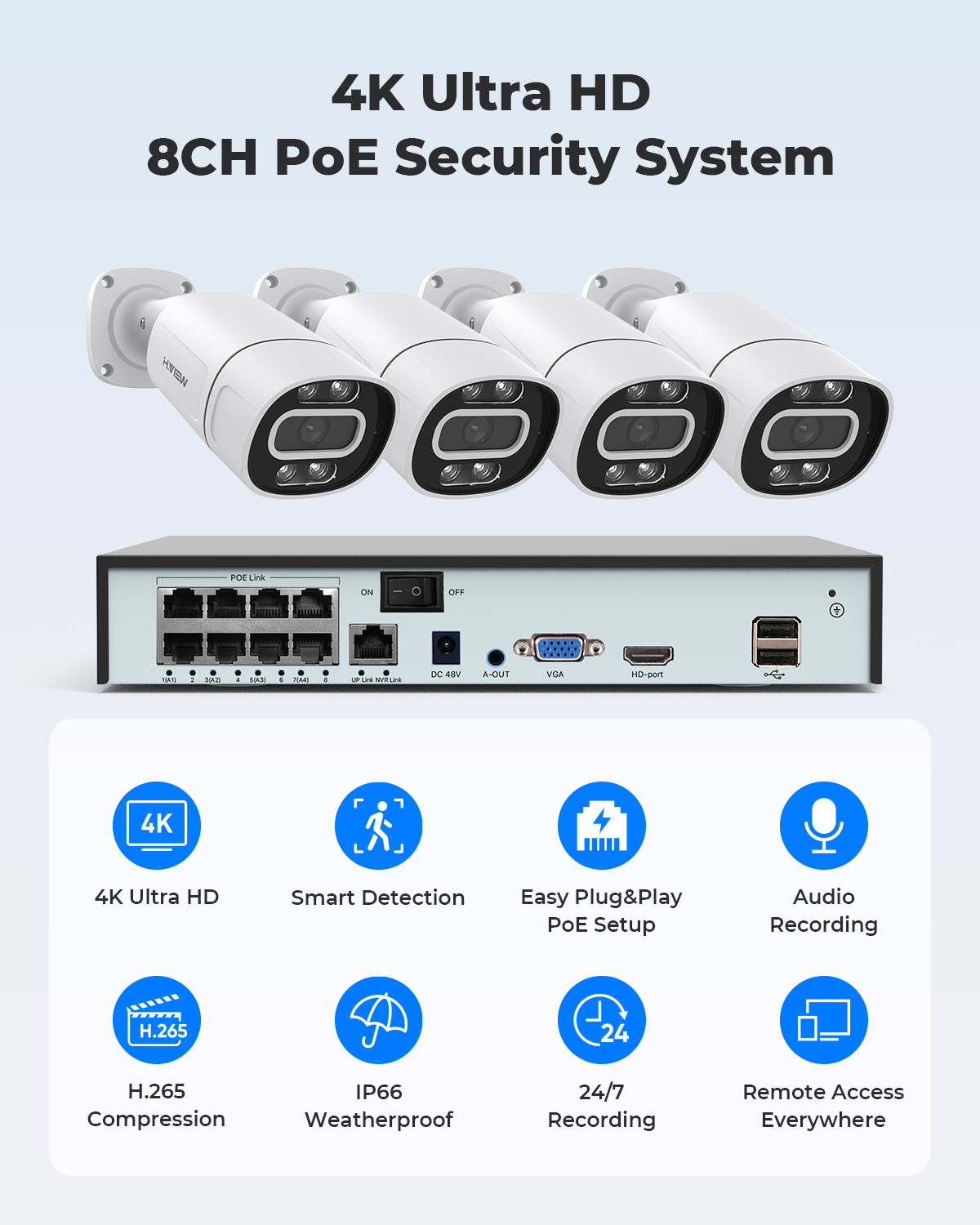 H.View 4K 5Mp 8Mp poe Cctv Sec - Home Security Ideas บทวิจารณ์และราคา