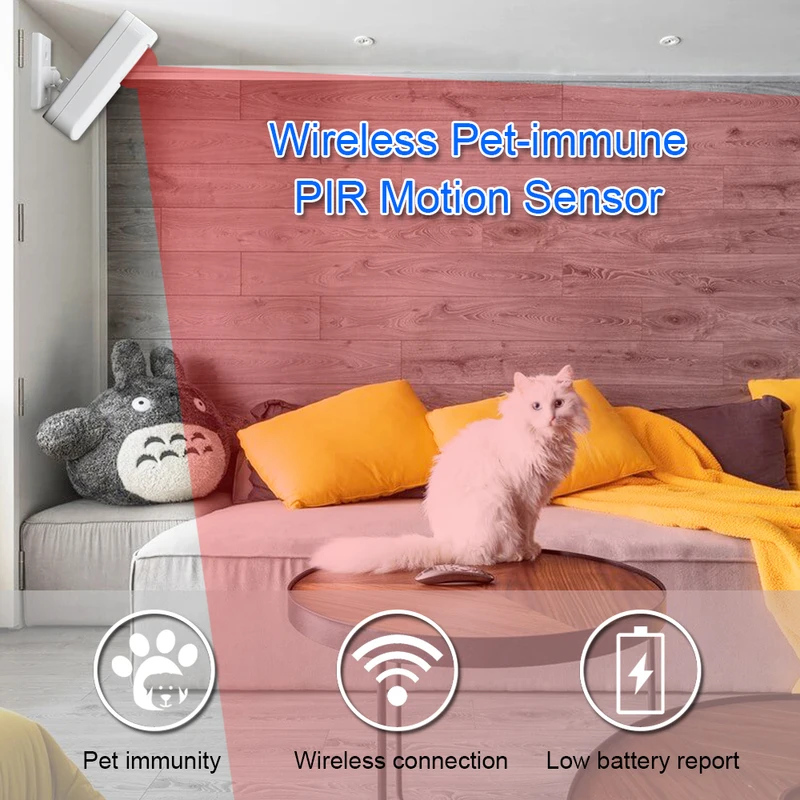 White Wireless 433MHz Infrared - Pet Immune Pir Sensor บทวิจารณ์และราคา